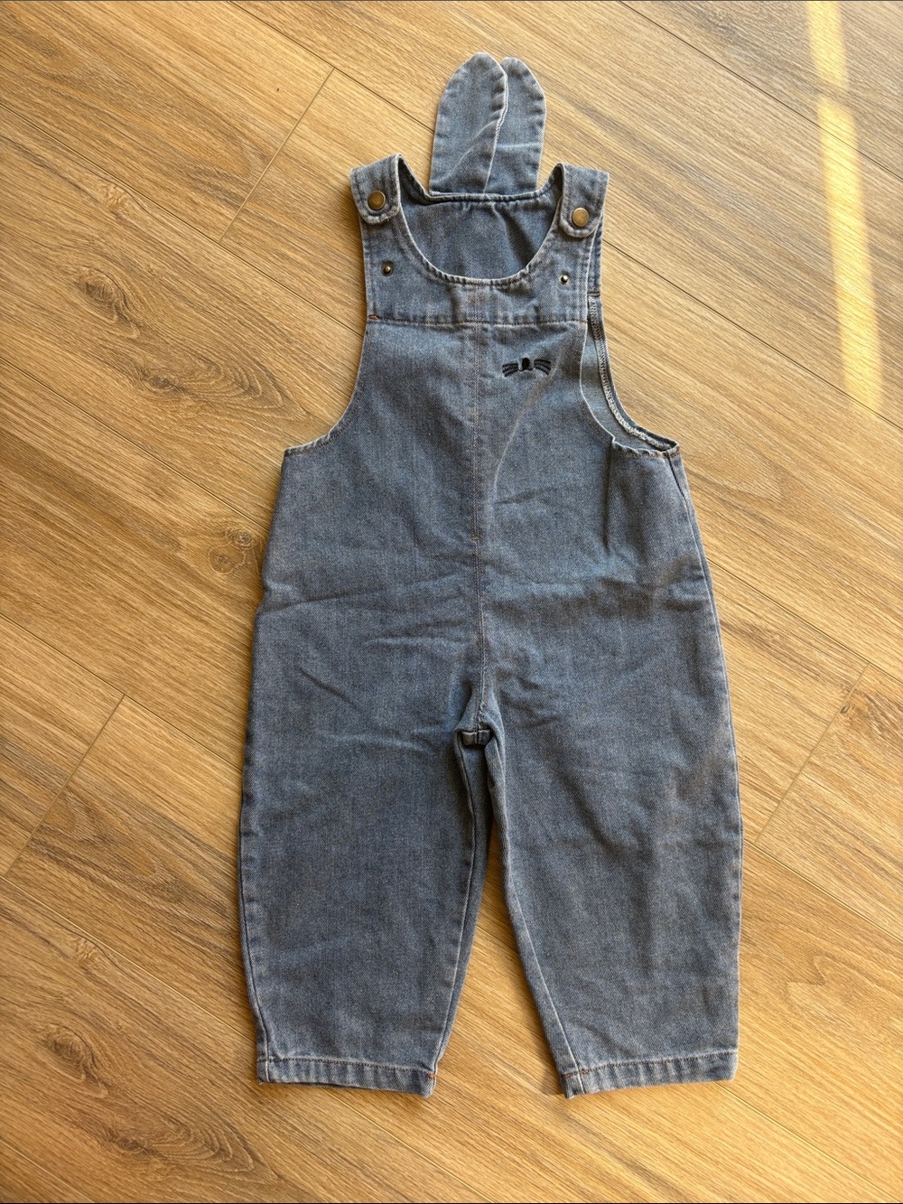 Kids Bunny Grey Denim Overalls